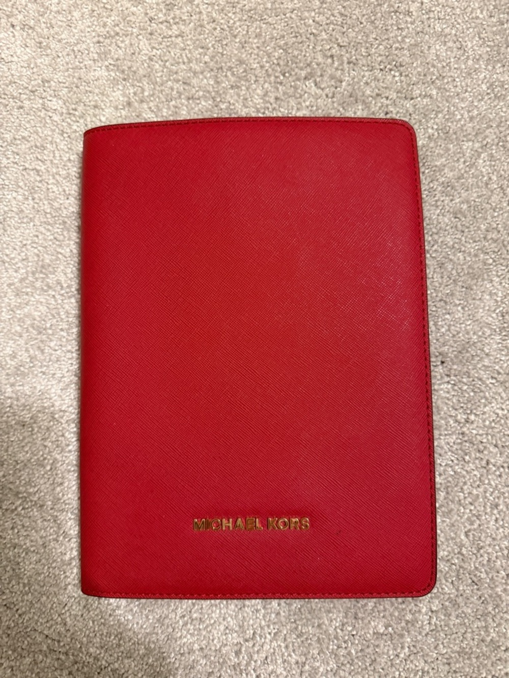 Michael Kors Red Leather Planner Cover with Gold Logo